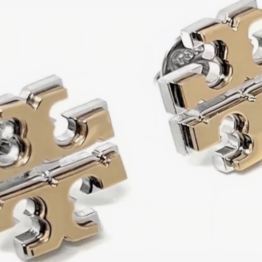 Tory Burch Gold and Silver Logo Earrings